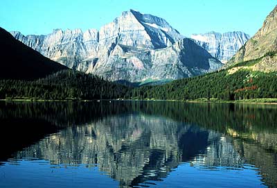 Mount Gould reflecting on Swiftcurrent Lake